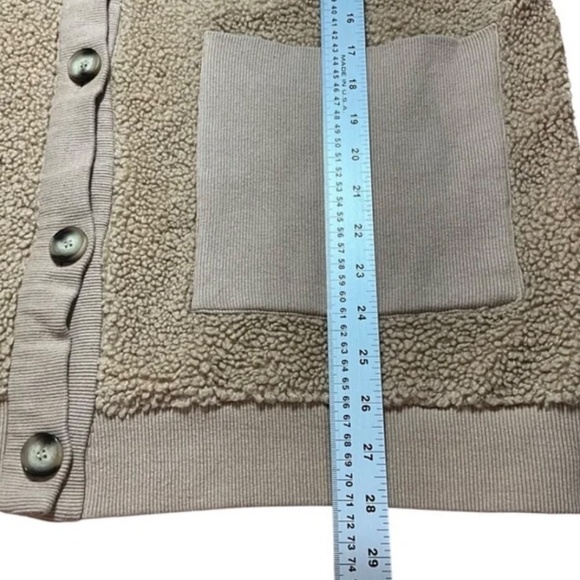 Aaron & Amber Cotton Sherpa Button Front Jacket / Cardigan Patch Pockets US Sz L - Picture 6 of 8